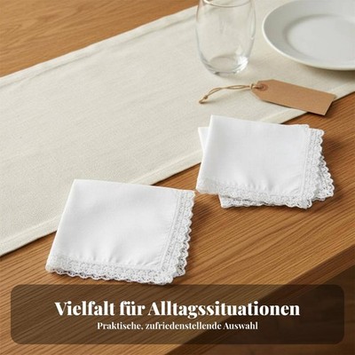 6 Stücke Hochzeitstaschentuch aus Baumwolle Taschentuch mit Spitzenrand