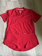 Landau Women's Red Scrub Top Short Sleeve Size XS
