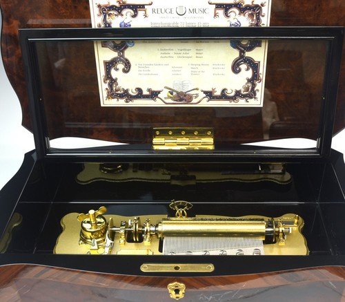 REUGE Inlaid case 72 valves 5 cylinders 15 songs Music Box Authentic FromJapan - Picture 6 of 10