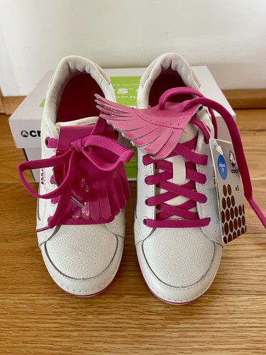 Crocs Golf Bradyn Women's Spikeless Golf Shoes White Fuchsia US 6 Lace-Up NIB - Afbeelding 14 van 20