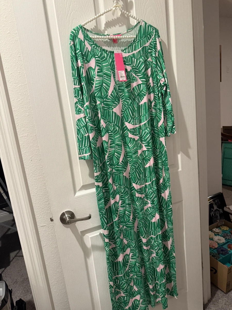 lilly pulitzer maxi dress ebay Womens Dresses Lilly Pulitzer Wisteria Elbow Sleeve V-Neck Maxi Dress in Low Tide Navy BOUQUET ALL Day, Size 4