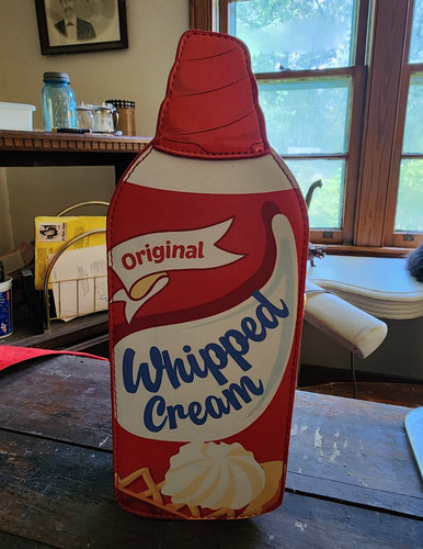 Whipped Cream Bottle-Shaped Bag Faux Leather Red/White/Blue Zipper