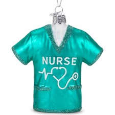 Noble Gems Nurse Scrubs Shirt Glass Christmas Tree Ornament NB1626