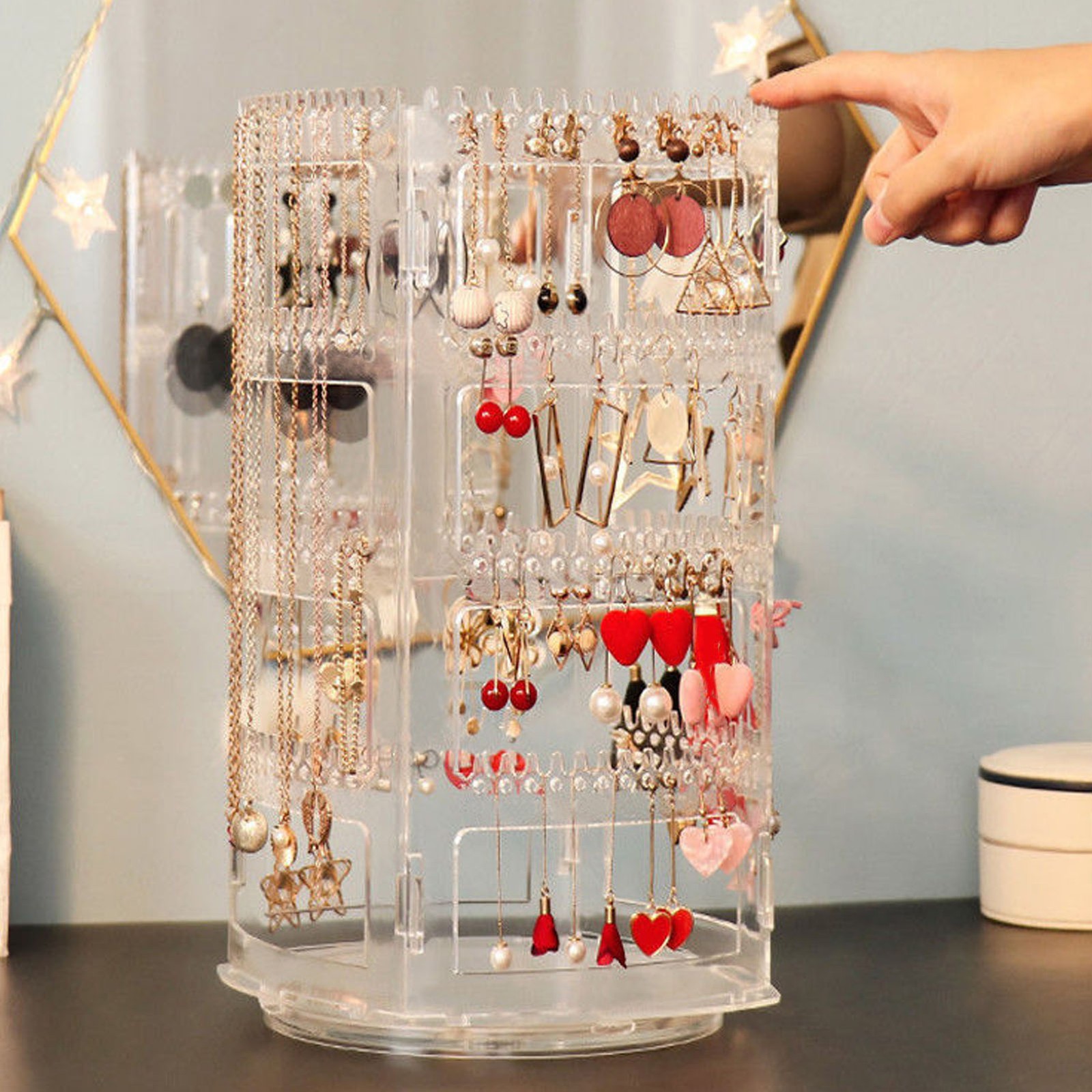 Jewelry Display Rack Plastic Multi Functional Rotating Earring Organizer For Ear