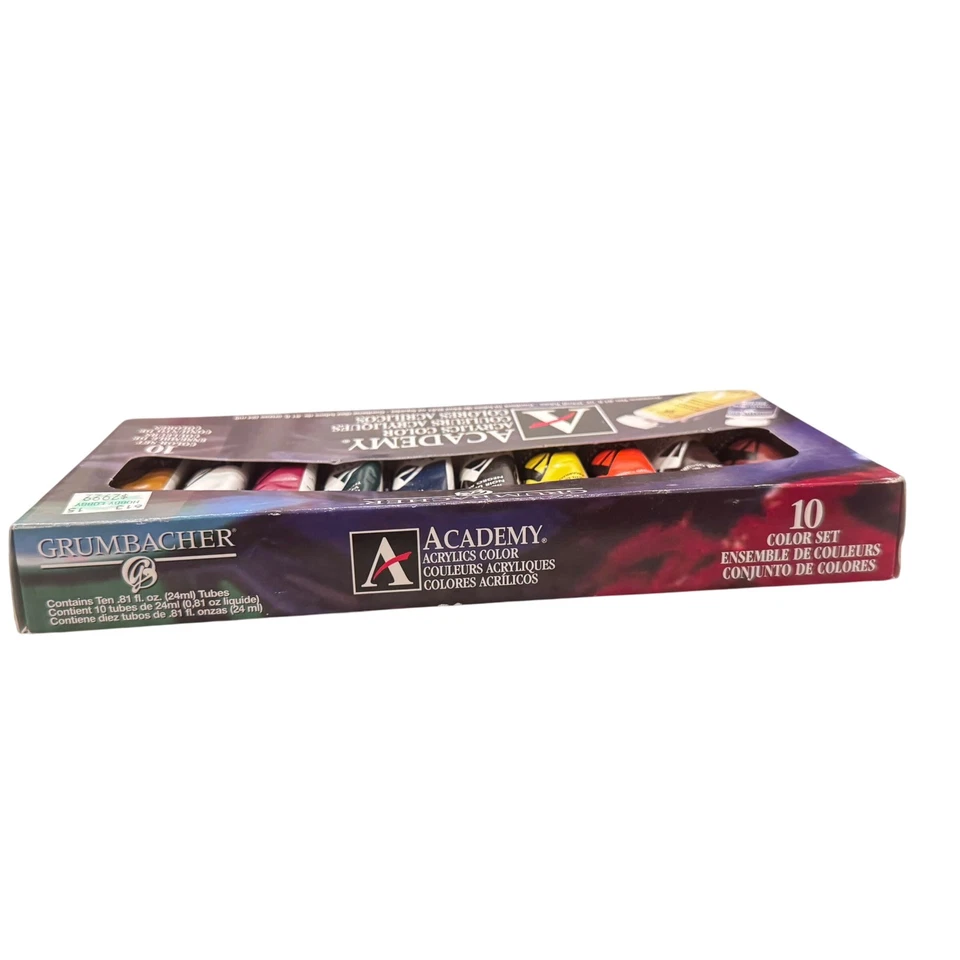 Grumbacher Academy Acrylic Paint Set 10 Color Set  Color Couleurs NOS 2012 - Image 2 of 4