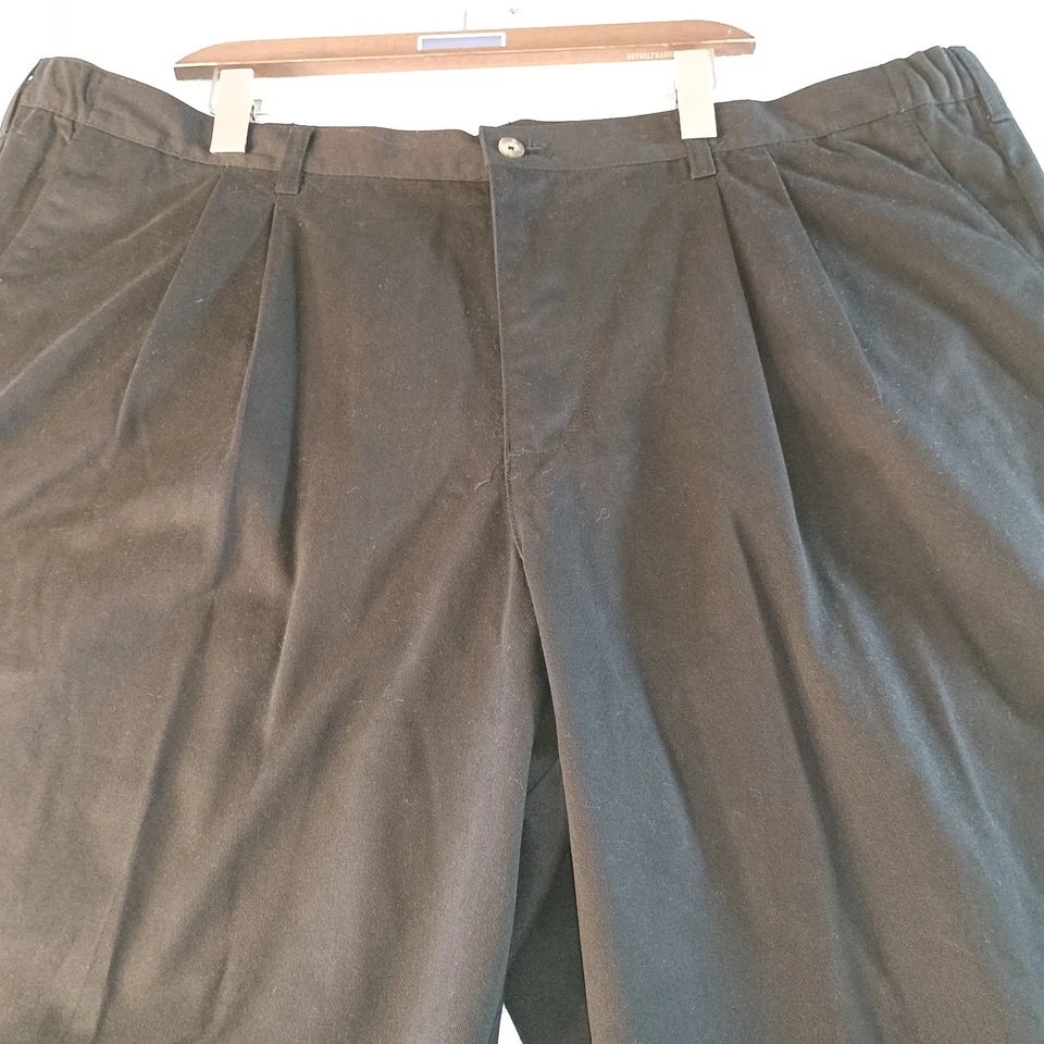Nuevo sin etiquetas Pantalón Chino Para Hombre 46x30 Negro 4 Bolsillos Mezcla Algodón Relajado Duradero Preppy Foto 2 de 4