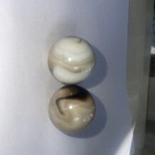 2 Vintage Akro Agate Brown Slag chocolate Shooter Marbles Lot Of 2