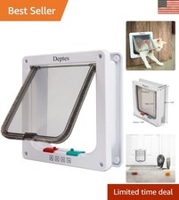 Cat Dog Flap Door - Weather-Resistant, Magnetic Closure, Easy 4-Way Lock