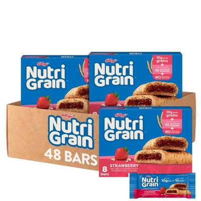 Nutri-Grain Soft Baked Breakfast Bars, Made with Whole Grains, Snacks, Strawb...
