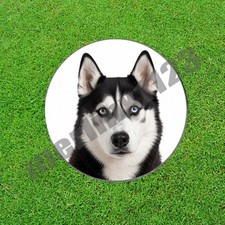 Black White Siberian Husky Dog Golf Ball Marker