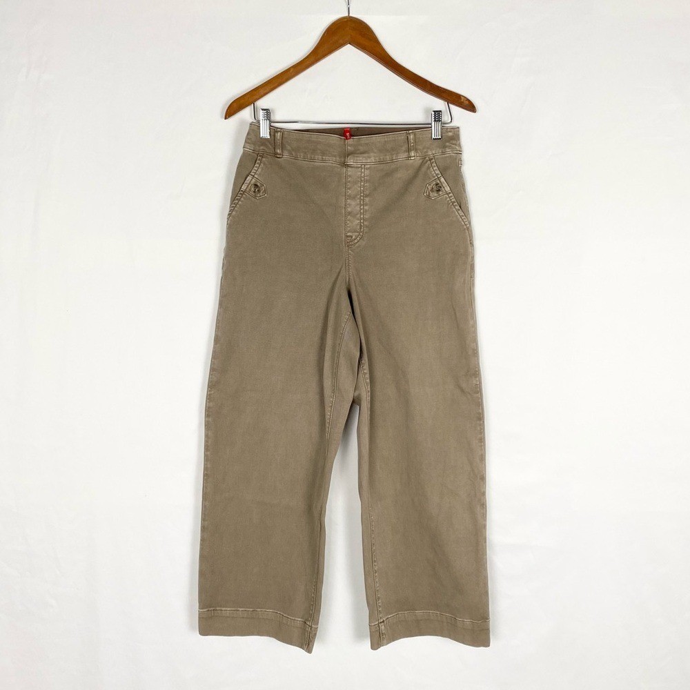 SPANX Stretch Twill Cropped Wide Leg Pant Cedar Size Large High Rise