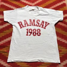 Ramsay 1988 Kids T-Shirt White Size 10-12 Single Stitch Made in USA 80s Vintage