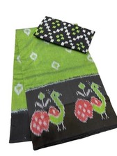 Women's New Plain Linen Digital Print Saree With Unstitched Blouse Piece