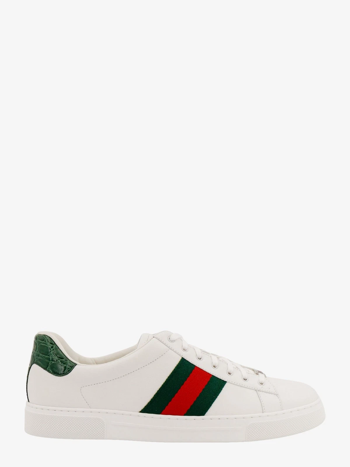 Baskets Gucci Ace en cuir bande tissée latérale
