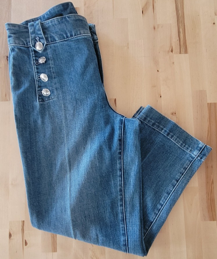 Talbots Jeans Womens Size 8 Blue Wash High Rise Straight Ankle Sailor Nautical