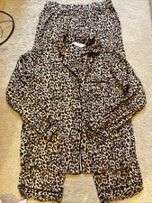 Ladies Leopard Print Primark Shirt Button Up Pyjamas 10/12