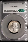 1953-D Washington Quarter- Silver- CAC MS-64- Luster #SLM468