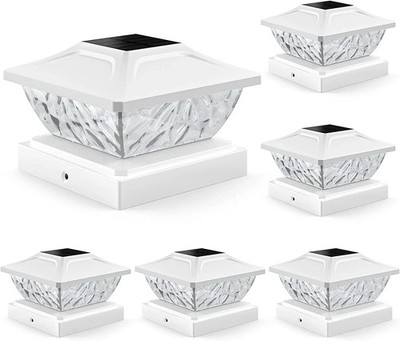 Solar Post Cap Lights Outdoor: 6 Pack Bright 2 Modes LED Solar Fence Deck Lights
