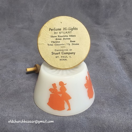 Vtg Stuart Perfume Lamp, Orange/White Milk Glass, Used, Great Condition - Picture 9 of 12