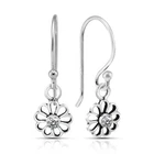 AeraVida 925 Sterling Silver Petite Flower with Cubic Zirconia Dangle Earrings