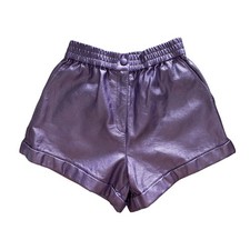 Rotate Birger Christensen Belina Shorts Purple Metallic Faux Leather Pants 34