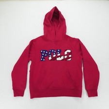 Polo Ralph Lauren Hoodie Kids L 14-16 Red American USA Flag Logo Pullover