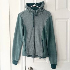 Pact Organic Two Tone Green Heather Full Zip Hooded Sweatshirt Jacket Small