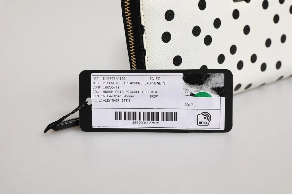 Cartera DOLCE & GABBANA Blanca Negra Cuero Punteado Cremallera Alrededor Continental 810usd Foto 3 de 4