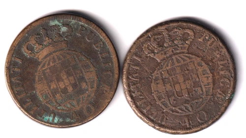 PORTUGAL 2pcs old copper 40 Reis 1822 see scans (AJ159)