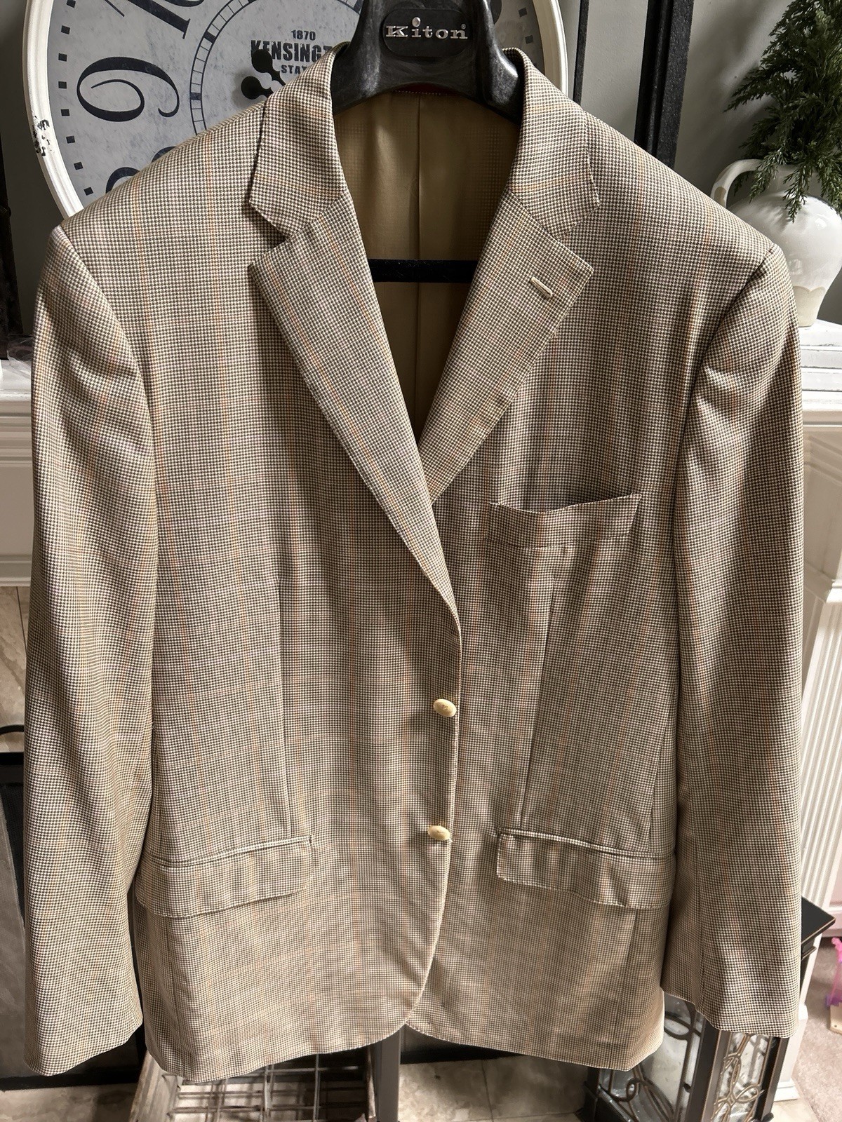 ISAIA men's sport jacket - beige / brown check plaid - EU 56R / US 44R