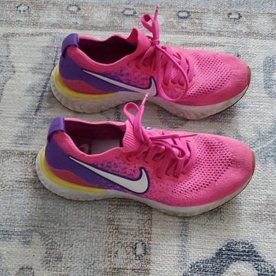 Nike Women's Sneakers Pink Epic React Flyknit 2 ''Laser Fuchsia'' Shoes Sz7.5