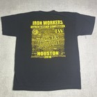 Vintage Union Made Iron Workers T Shirt Mens XL Black Graphic Print USA Made