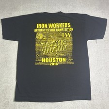 Vintage Union Made Iron Workers T Shirt Mens XL Black Graphic Print USA Made