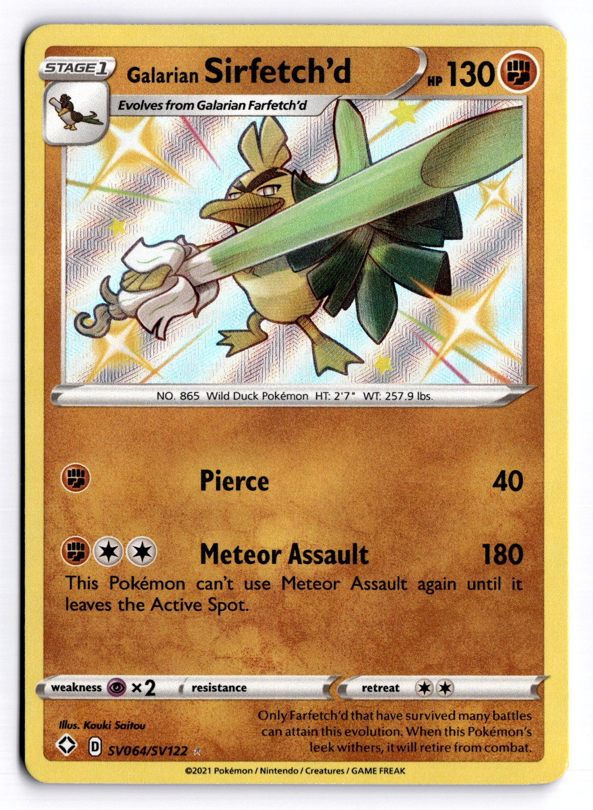 Galarian Sirfetch'd Shiny Holo Rare Shining Fates: Shiny Vault SV064/SV122 NM