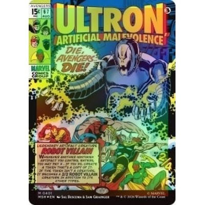 MTG Ultron Foil ウルトロン FOIL ULTRON, ARTIFICIAL MALEVOLENCE (BORDERLESS) (401) Marvel