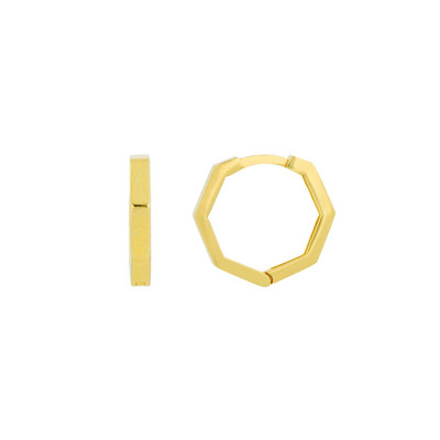  Kleine Sechseck Creolen 14K Gelbgold Huggie