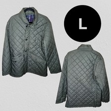 Brooks Brothers Diamond Quilted Jacket Coat Mens Large L Full Zip Flannel Lined