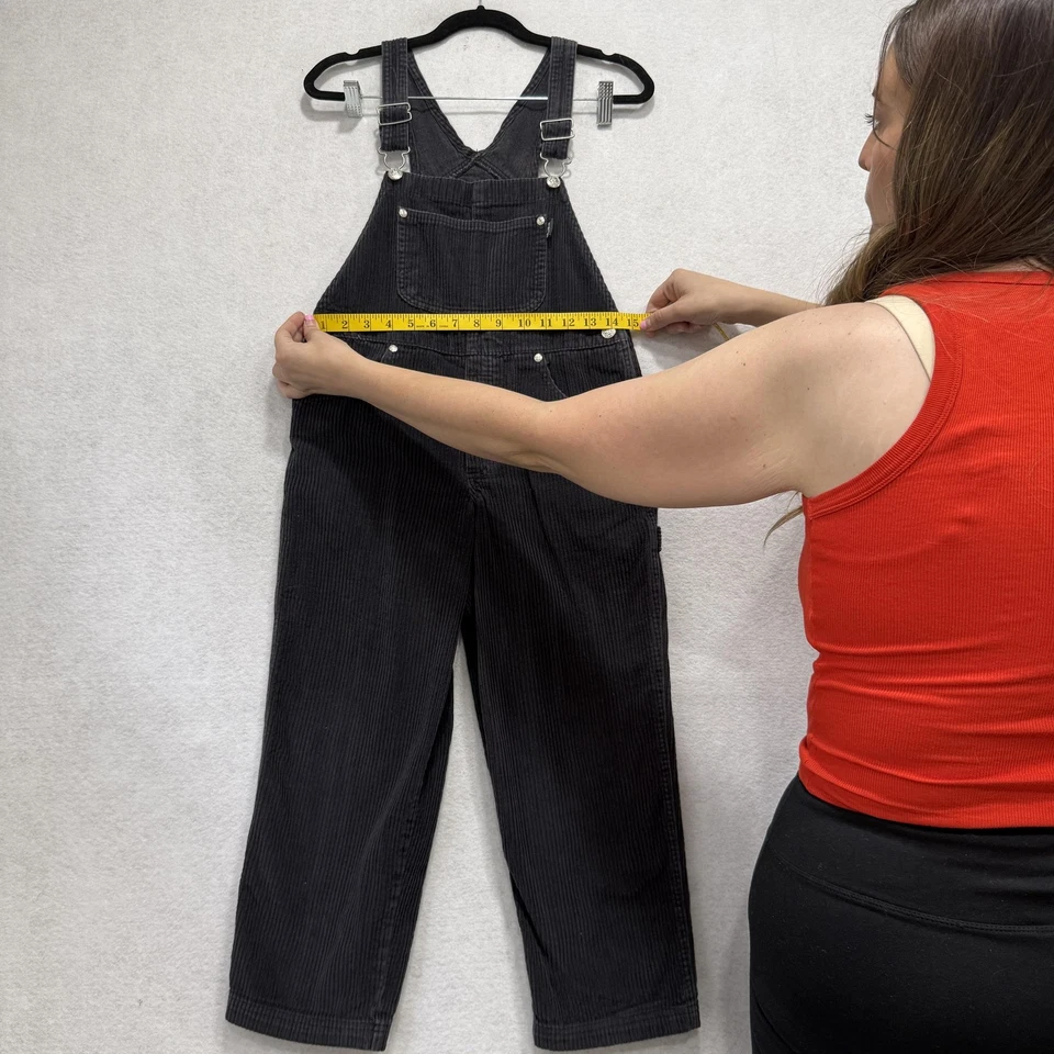 Old Navy Overalls 女孩 Y2K 10 蓝色灯芯绒木匠宽松阔腿裤 — 第 3/4 张图片