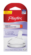 Playtex Angled Silicone Nipples - Medium Flow - 2 Count - New