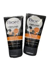2 BIORE Charcoal Acne Scrub With Purifying Technology 4.5oz  Discontinued