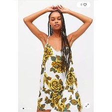 Urban Outfitters Floral Swing Mini Frock Dress Size Small Yellow Rose Tiered