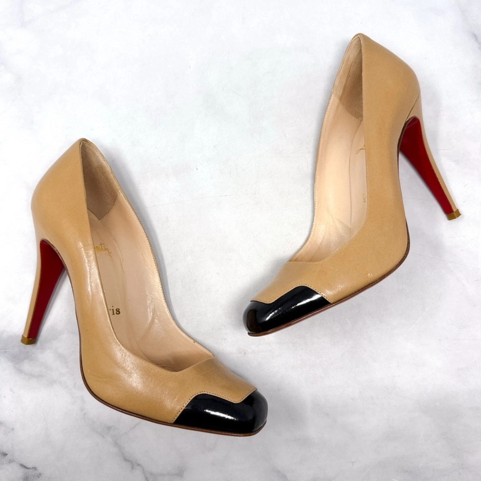 Christian Louboutin — Christian Louboutin Vintage Y2K Lady Grant Patent Square Cap Toe Pump Heels 39
