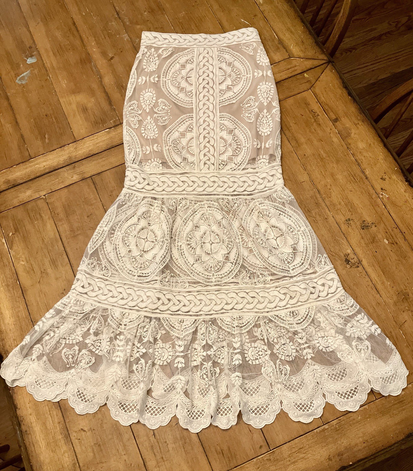 Jens Pirate Booty x Free People Lace Crochet Skirt Size XS/ S off white / ivory