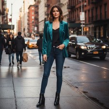 White House Black Market Velvet Studio Blazer Emerald Green Cocktail Jacket 4