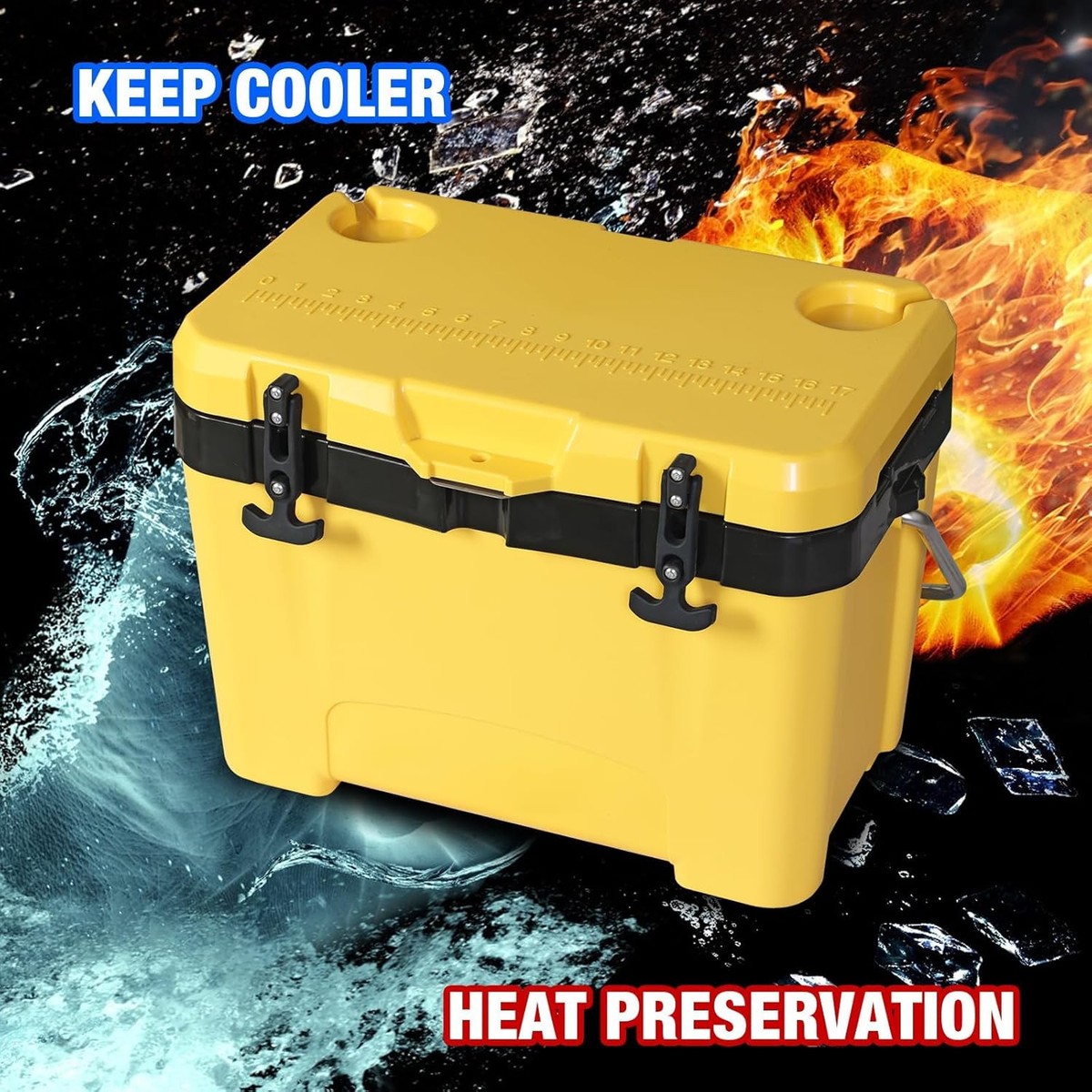 YELLOW JACKET 27 Quart Ice Cooler – Hard Cooler Box For Camping, Beach, Fishing, Picnics – Keeps Ice Up To 60 Hours, Blue