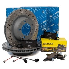 SEBRO Bremsscheiben + TEXTAR Beläge + Sensor für PORSCHE 991 3.4 Carrera hinten