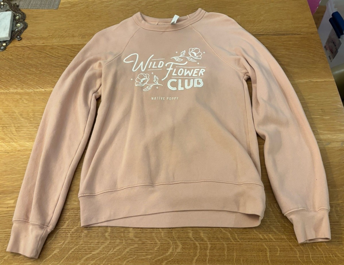 Native Poppy Wildflower Club Light Pink Sweatshirt Size Small