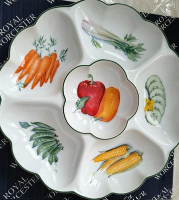 Lovely Porcelain Royal Worcester  6 Part Crudite/Appetizer Serving Platter