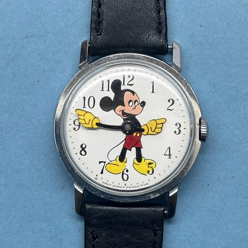 Vintage Mickey Mouse Watch 1971 Timex Disney Mechanical Wrist Watch Working
