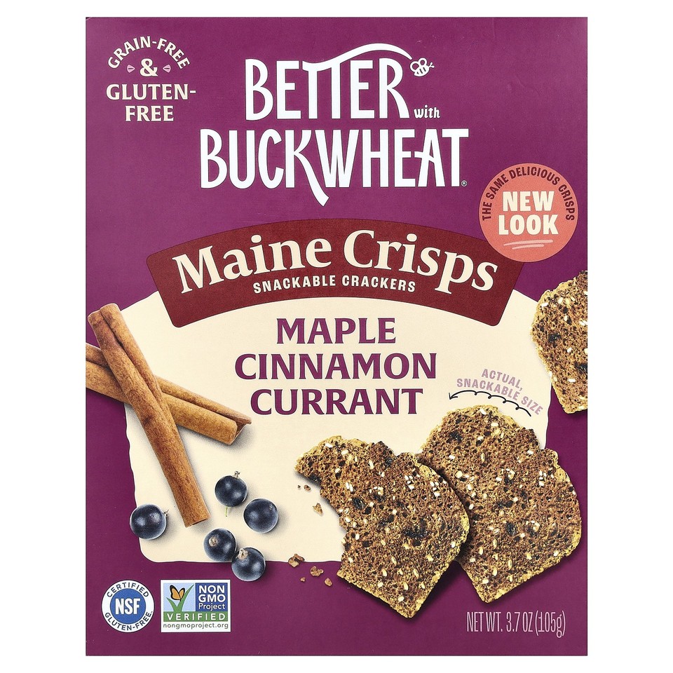 Maine Crisp Snackable Crackers, Maple Cinnamon Currant, 3.7 oz (105 g)